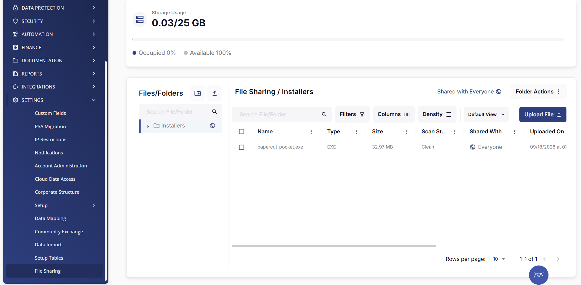 Uploading the installer